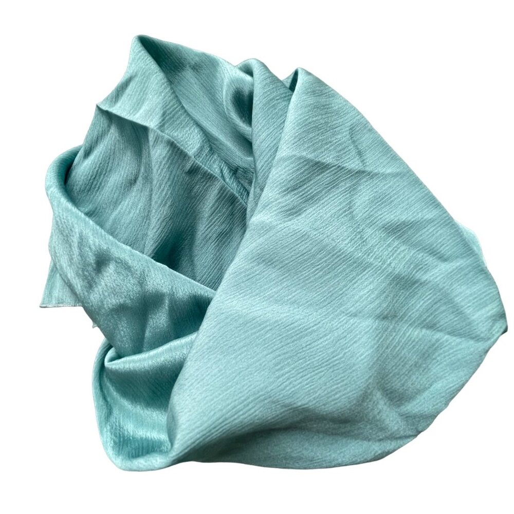 Vintage Square Scarf Lightweight Textured Blue Neck Wrap Bandana Retro